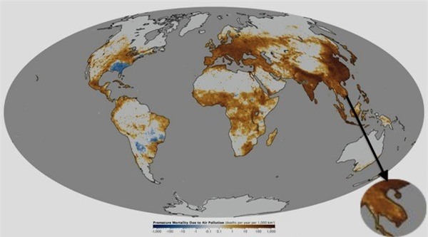 Bản đồ dự đoán số người chết do ô nhiễm không khí 3