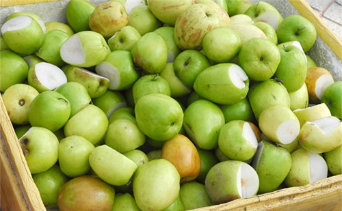 Những loại hoa quả bị hỏng một phần có giá rất rẻ, một kg táo chỉ khoảng 5.000 đồng.