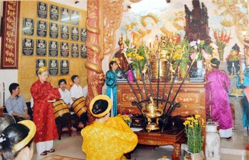 Buổi tế lễ giỗ tổ vua Hùng mồng 10 tháng 3. Ảnh: NVCC.